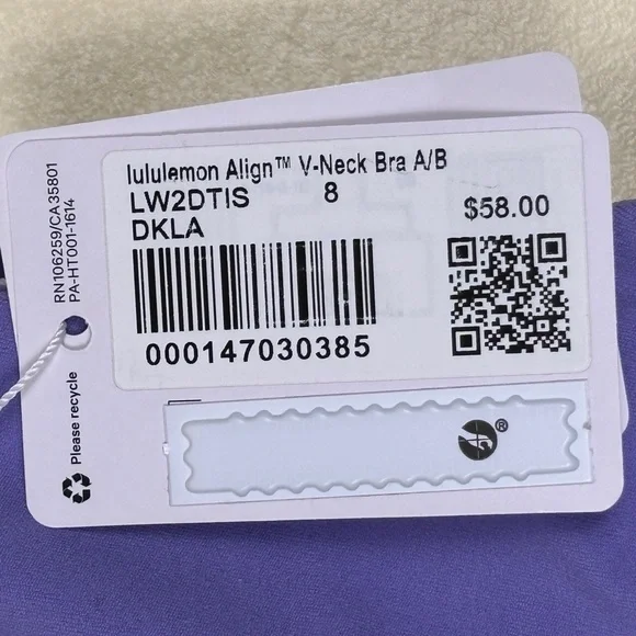 NWT LULULEMON Align V-Neck Bra Size 8 A/B Dark Lavender Purple Workout Gym Sport - Picture 3 of 8